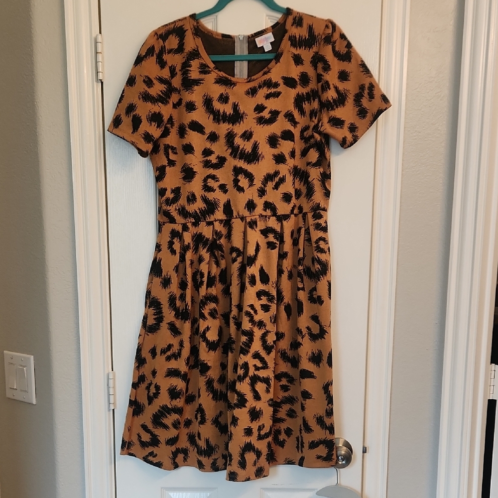 LuLaRoe Brown Fit and Flare Scoop Neck Dress